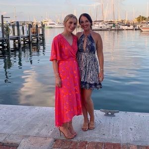 Bobeau Neon Pink and Orange Maxi Dress